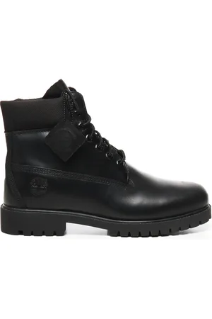 Timberland Sko, Herre, Sort, 43 EU, Læder, Sorte Læderstøvler med Stålforstærkning