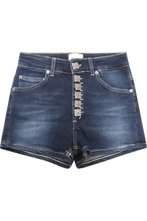 Dondup Shorts, Dame, Blå, W26, Denim, Denim Bermuda Shorts med smykke detalje
