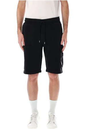 C.P. Company Shorts, Herre, Sort, L, Bomuld, Diagonal Fleece Logo Shorts