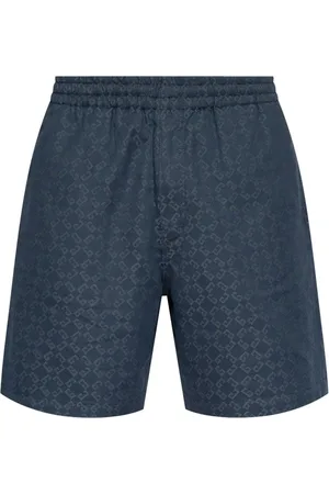 Givenchy Shorts, Herre, Blå, W31, Bomuld, Blå Monogram Teksturerede Shorts Elastisk Talje