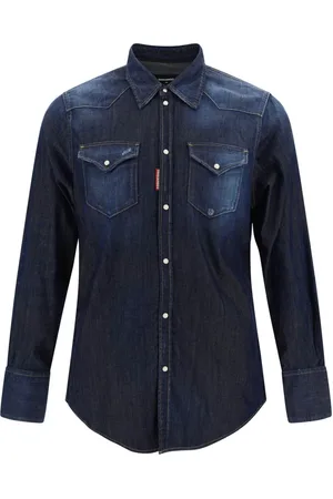 Dsquared2 Skjorte, Herre, Blå, L, Denim, Italiensk Fremstillede Denim Skjorter