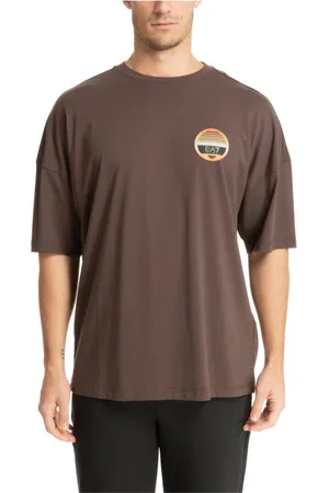 EA7 Top, Herre, Brun, M, Bomuld, Mønstret Logo T-shirt