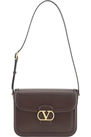 VALENTINO GARAVANI Taske, Dame, Brun, ONE SIZE, Uld, Læder skuldertaske med magnetisk klapslukning