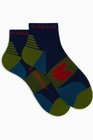 Gallo Undertøj, unisex, Flerfarvet, S, Unisex super korte blå tekniske frotté sokker med zigzag motiv