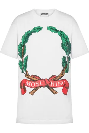 Moschino Top, Herre, Hvid, L, Bomuld, Hvid Laurel Crown Logo T-shirt
