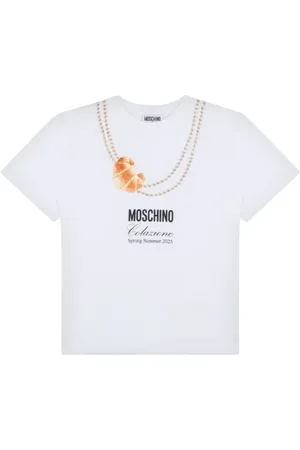 Moschino Top, Herre, Hvid, XS, Bomuld, Hvid Breakfast T-shirt med Print