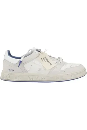 Premiata Sko, Dame, Hvid, 42 EU, Uld, Stilfulde lædersneakers med perforeret tå