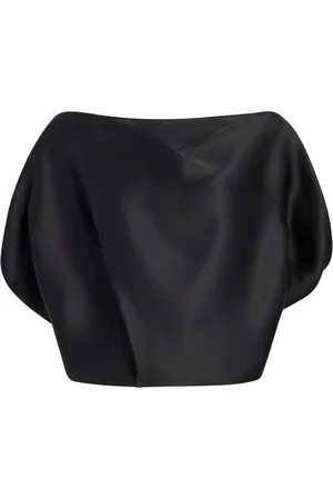 Khaite Bluser & Skjorter, Dame, Sort, XS, Uld, Sort Silke Top med Bådhals
