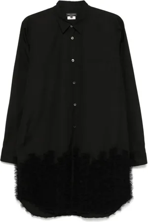 Comme des Garçons Bluser & Skjorter, Dame, Sort, M, Bomuld, Ruffled Sort Skjorte Klassisk Stil