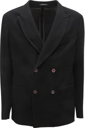 Emporio Armani Jakke, Herre, Sort, 2XL, Uld, Dobbeltbrystet uldjakke