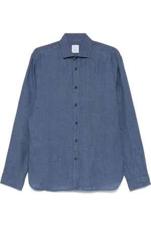 Xacus Skjorte, Herre, Blå, 2XL, Linned, Blåt Linnedskjorte til Mænd