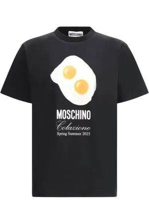 Moschino Top, Herre, Sort, S, Bomuld, Sort Æg Print T-shirt