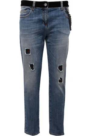 Moschino Jeans, Dame, Blå, 3XS, Boutique gart farvet bukser