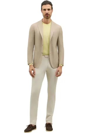 Boglioli Bukser, Herre, Hvid, S, Bomuld, Stretch bomuld straight Chinos