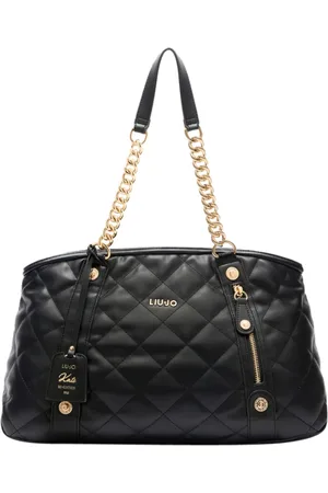 Liu Jo Taske, Dame, Sort, ONE SIZE, Quiltet Håndtaske med Metal Logo Charme