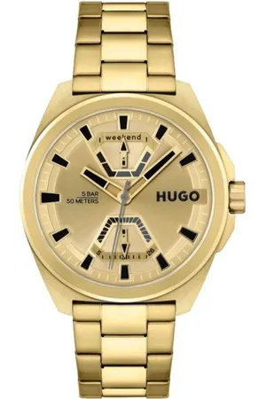 HUGO BOSS Tilbehør, Herre, Gul, ONE SIZE, Uld, Guld Rustfrit Stål Kvarts Analog Ur
