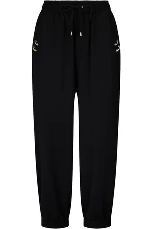 Liu Jo Bukser, Dame, Sort, M, Uld, Sort Jogger Bukser med Juvel Detalje