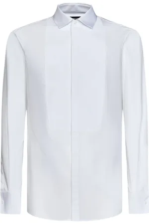 Dsquared2 Skjorte, Herre, Hvid, S, Bomuld, Hvid Skjorte med Plastron Lukning