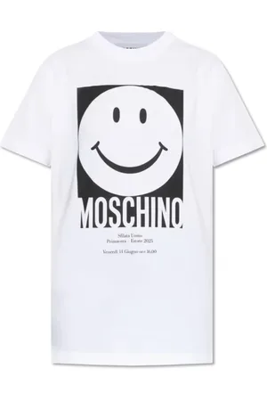 Moschino Top, Herre, Hvid, S, Bomuld, Hvid Smiley T-shirt med Print