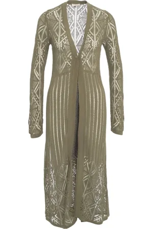 Liu Jo Strik, Dame, Grøn, S, Uld, Grøn Strikvarer Blonde Hæklet Cardigan