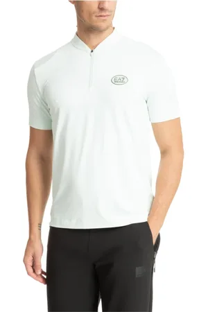 EA7 Top, Herre, Blå, M, Polyester, Polo skjorte med lynlås og logo