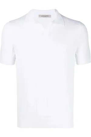 LA FILERIA Top, Herre, Hvid, M, Bomuld, Hvid Bomuld Strikket Polo Sweater