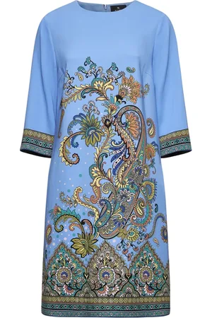 Etro Kjole, Dame, Flerfarvet, M, Blå Blomstret Paisley Print Midi Kjole