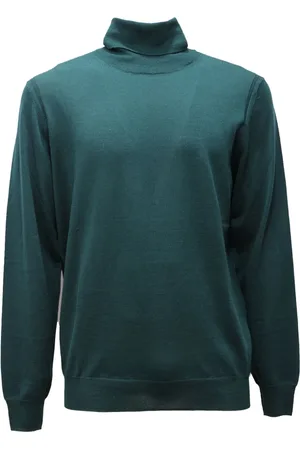 Paolo Pecora Strik, Herre, Grøn, XL, Uld, Grøn Uld Skildpaddehals Sweater