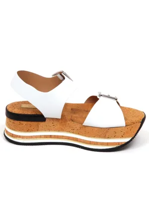 Hogan Sko, Dame, Hvid, 36 1/2 EU, Uld, Hvid Kork Sko med Sandal Stil