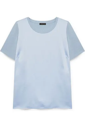 Fiorella rubino Top, Dame, Blå, XL, Satin, T-shirt i satin og jersey lurex