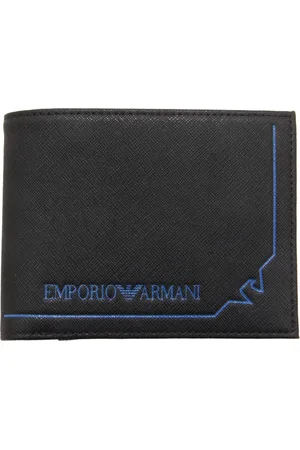 Emporio Armani Tilbehør, Herre, Sort, ONE SIZE, Sort Bi-Fold Pung med Møntlomme