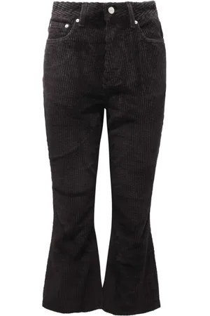 Ganni Bukser, Dame, Sort, W28, Cropped Corduroy Velvet Bukser