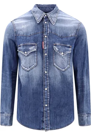 Dsquared2 Skjorte, Herre, Blå, 2XS, Bomuld, Italiensk Fremstillede Jeans Skjorter