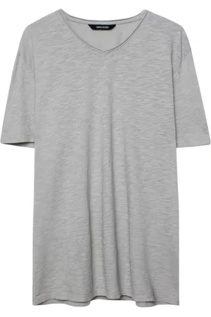 Zadig & Voltaire Top, Herre, Grå, M, Grå V-hals Terry T-shirt
