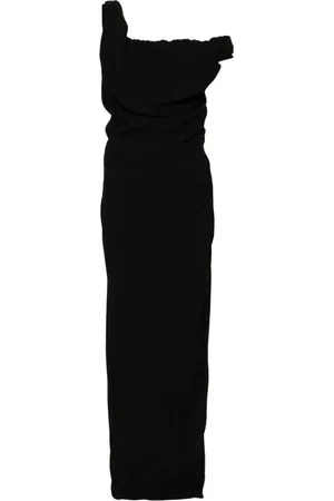 Vivienne Westwood Kjole, Dame, Sort, M, Uld, Sort Maxi Kjole med Draperet Detalje