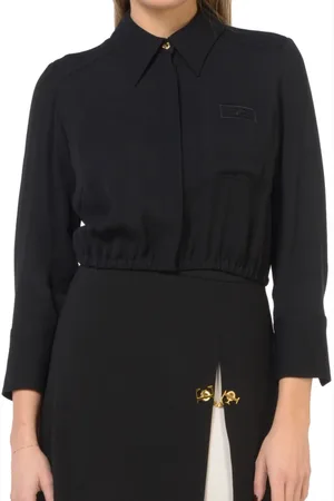 Elisabetta Franchi Bluser & Skjorter, Dame, Sort, XL, Sort Casual Skjorte med 3/4 Ærmer