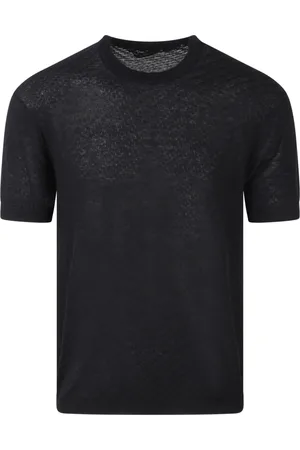LOW BRAND Top, Herre, Sort, M, Bomuld, Geometrisk Tekstur Strikket T-shirt