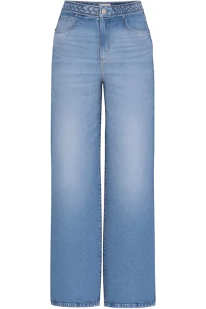 Guess Jeans, Dame, Blå, W28, Denim, Flettet Denim Wide Leg Jeans