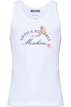 Moschino Top, Herre, Hvid, S, Hvid Italiensk Inspireret Viskose Tank Top