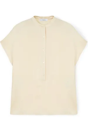 Motivi Bluser & Skjorter, Dame, Hvid, S, Bomuld, Bluse i to forskellige materialer med stående krave