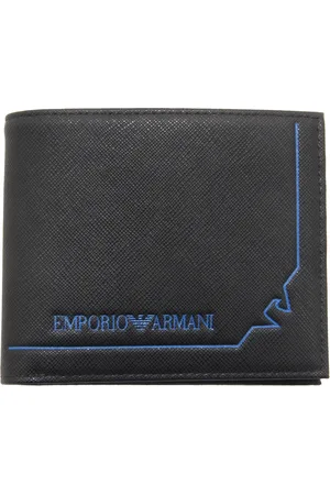Emporio Armani Tilbehør, Herre, Sort, ONE SIZE, Sort Bi-Fold Pung med Kreditkortholder