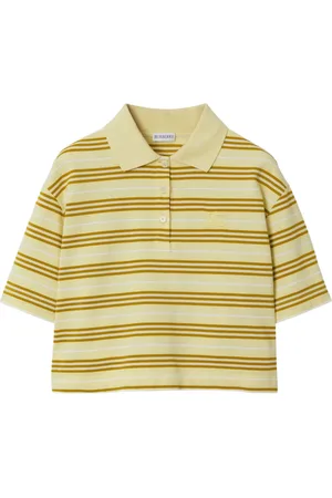 Burberry Top, Dame, Gul, M, Bomuld, Gul Stribet Poloshirt Rytterdesign