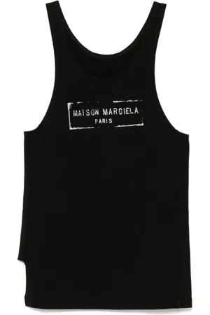 Maison Margiela Top, Dame, Sort, XS, Bomuld, Sort Stempel Logo Tank Top