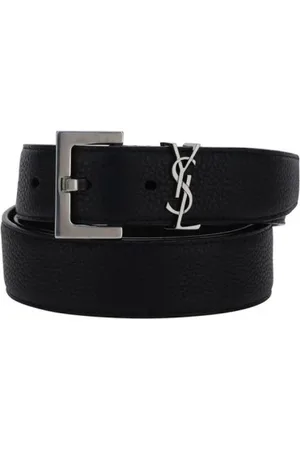 Saint Laurent Tilbehør, Herre, Sort, 105 CM, Luksus Logo Bælte med Metal Spænde