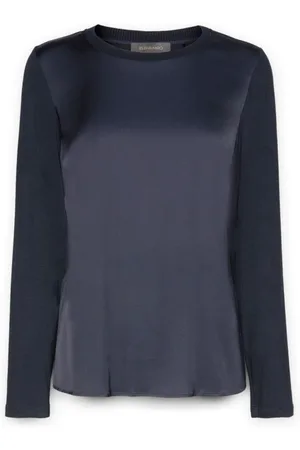 Elena Miro Top, Dame, Blå, S, Satin, T-shirt lavet af to