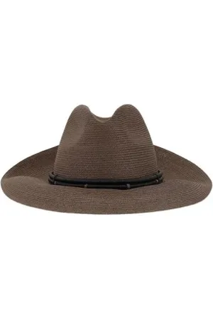Brunello Cucinelli Tilbehør, Dame, Brun, S, Bomuld, Elegant Fedora med Skinnende Perledetaljer