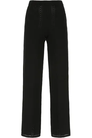 Marine Serre Bukser, Dame, Sort, S, Elegante Straight Bukser