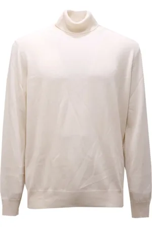 KANGRA CASHMERE Strik, Herre, Hvid, 2XL, Off Turtleneck Sweater Made in Italy