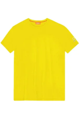 sunseeker Top, Herre, Gul, M, Uld, Gul Logo Print Crew Neck T-Shirt