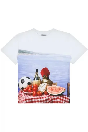 Moschino Top, Herre, Flerfarvet, XL, Bomuld, Hvid Italiensk Inspirations T-shirt
